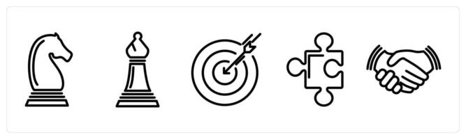 A set of 5 business icons as strategy, business strategy, target vector