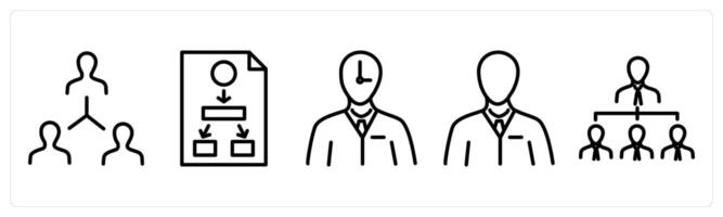 A set of 5 business icons as hierarchy, time management, business employee vector