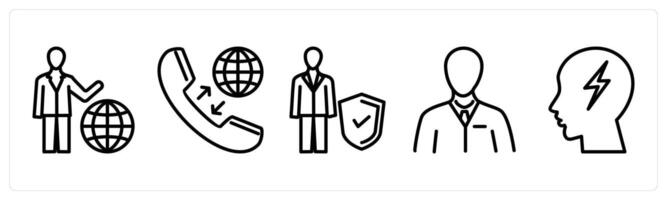 A set of 5 business icons as international business, international call, security administrator vector