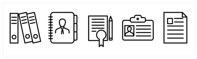 A set of 5 business icons as business files, business contacts, certificate vector