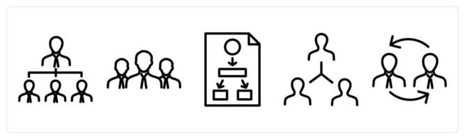 A set of 5 business icons as business organization, business team, hierarchy vector