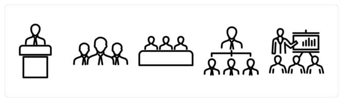 A set of 5 business icons as businessman speech, business team, business meeting vector