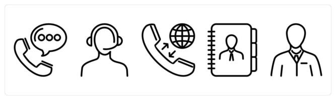 A set of 5 business icons as call message, customer support, international call vector
