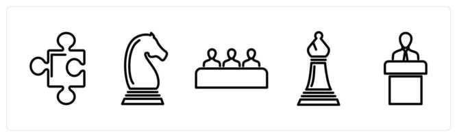A set of 5 business icons as collaboration, strategy, business meeting, business strategy vector