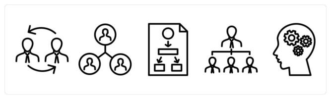 A set of 5 business icons as duties transfer, business hierarchy, hierarchy vector