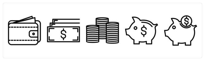 A set of 5 business icons as wallet, mutual funds, coins vector