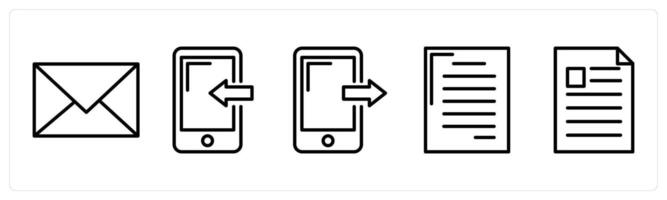 A set of 5 business icons as mail, mobile receive data, mobile send data vector