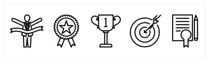 A set of 5 business icons as champion, badge, trophy vector