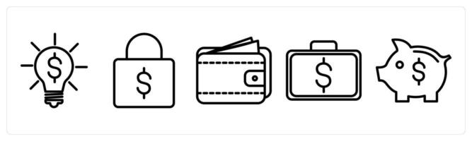 A set of 5 business icons as financial idea, secured money, wallet vector