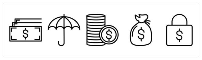 A set of 5 business icons as mutual funds, investment, loan vector