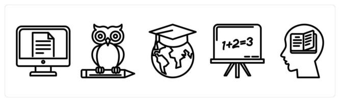 A set of 5 education icons as online learning, smart class, global learning vector
