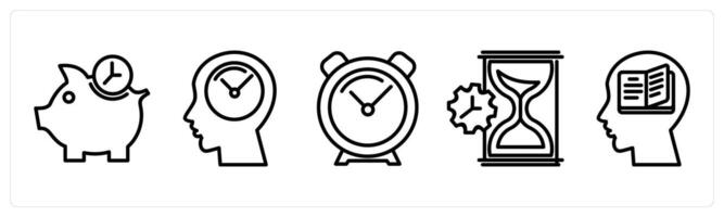 A set of 5 education icons as save time, time savings, alarm clock vector
