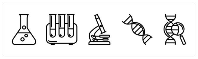 A set of 5 medical icons as experiment, test vial, microscope vector