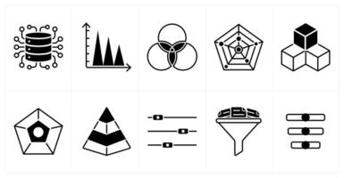 Set of of 10 diagram icons as data generator, graph, diagram vector