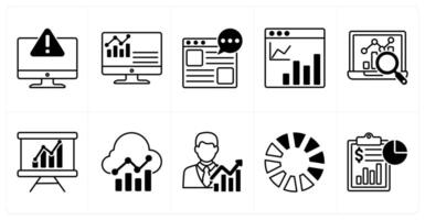Set of of 10 diagram icons as system alert, dashboard, forum vector