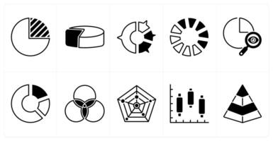 Set of of 10 diagram icons as pie chart, analysis, statistics vector