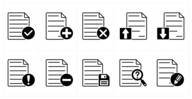 Set of of 10 files icons as accept file, new file, delete file vector