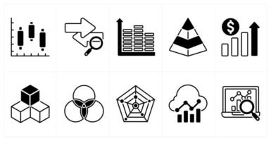 Set of of 10 diagram icons as intervals, traffic analysis, equalizer vector