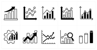 Set of of 10 diagram icons as bar graph, statistic, bar graph vector