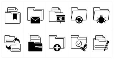 Set of of 10 files icons as important folder, email folder, presentation folder vector