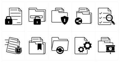 Set of of 10 files icons as lock file, unlock folder, file security vector