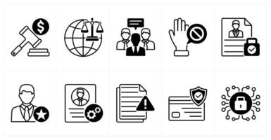 Set of of 10 gdpr icons as gdpr fine, universal law, representative vector