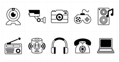 Set of of 10 home appliances icons as web cam, cctv, camera vector
