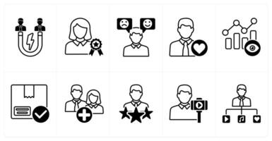 Set of of 10 influencer icons as attractive, favorite user, emotion vector