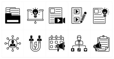 Set of of 10 influencer icons as media kit, innovation, material vector