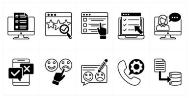 Set of of 10 survey icons as survey application, review verification, web survey vector