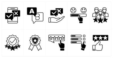 Set of of 10 survey icons as online survey, option, opinion, satisfaction scale vector