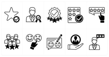 Set of of 10 survey icons as valid rating, credibility verification, rating check vector