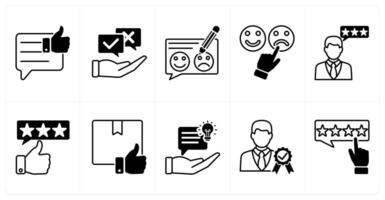 Set of of 10 survey icons as positive feedback, opinion, feedback vector