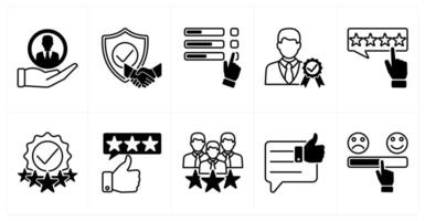 Set of of 10 survey icons as client, trust check, poll vector