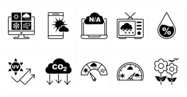 Set of of 10 weather icons as weather report, weather app, not available vector