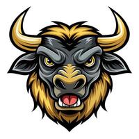 an angry bull head with horns white background vector