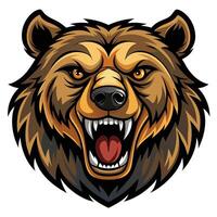the head of a grizzly bear shown with its mouth open vector