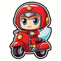 a cartoon character riding a red motorcycle vector