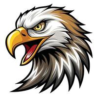 eagle head with open mouth and open beak white background vector