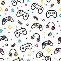 seamless pattern with game controllers and other objects vector