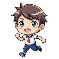 cartoon boy running with a tie on white background vector