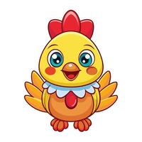 a cartoon chicken with a red bow on its head white background vector