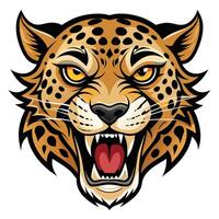 a jaguar head with open mouth and open eyes vector