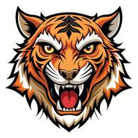 the head of a tiger is shown in a cartoon style white background vector