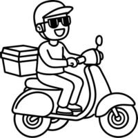 a man riding a scooter with a box on the back vector