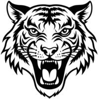 a tiger head with its mouth open white background vector