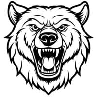 a bear head with its mouth open and teeth showing vector