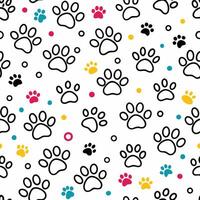 seamless pattern with dog paw , prints white background vector