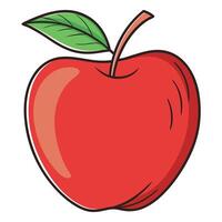 an apple with a leaf on it white background, vector