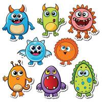 cartoon monsters set of stickers ,white background vector